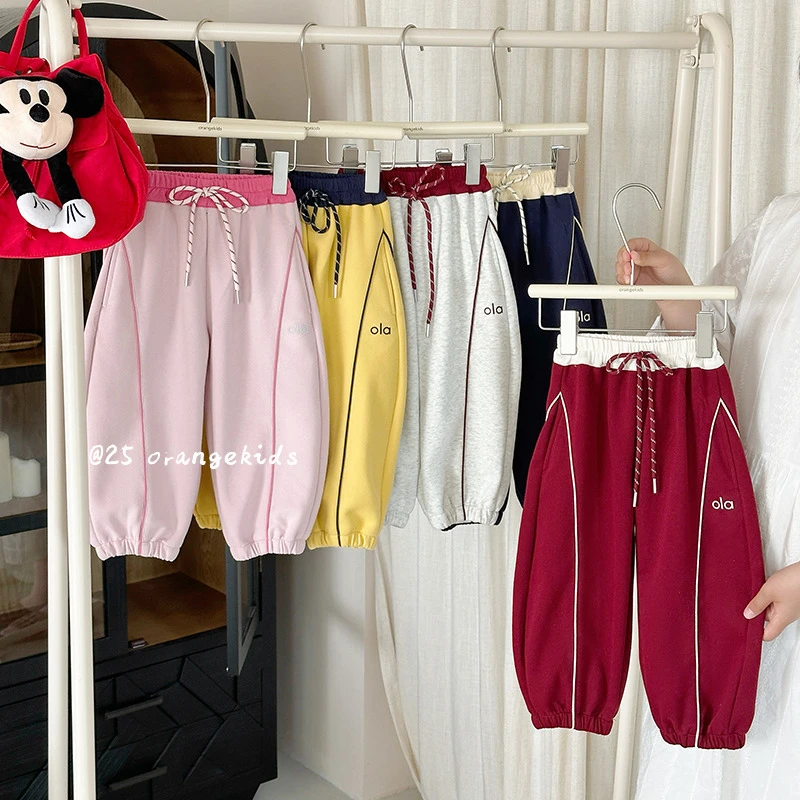 女童潮酷帅秋装2025新款时尚儿童字母卫裤洋气休闲百搭裤HS63232