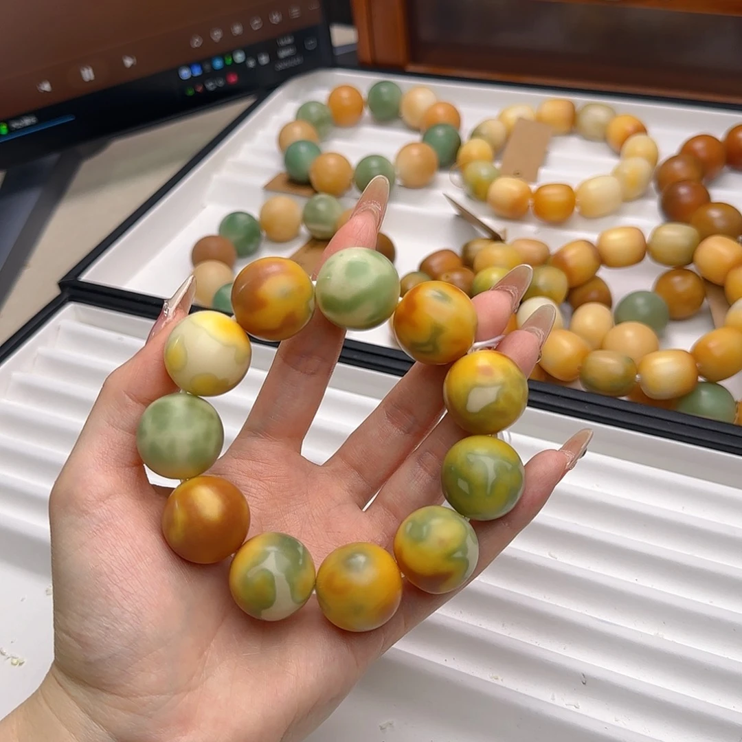 菩提根/象牙果手串吉*娃卡22干磨花皮全品微瑕混穿