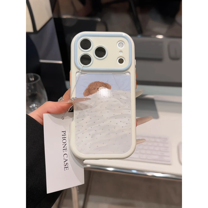 睡觉小狗适用苹果17p手机壳16pm奶油可爱华为p70荣耀oppo小米vivo