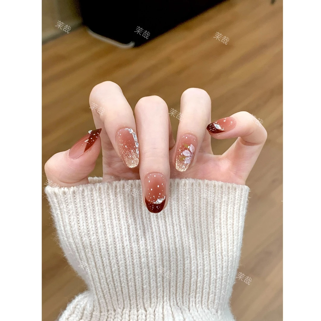 茉哉III【红豆南国】纯手工定制美甲拆卸穿戴甲A5020