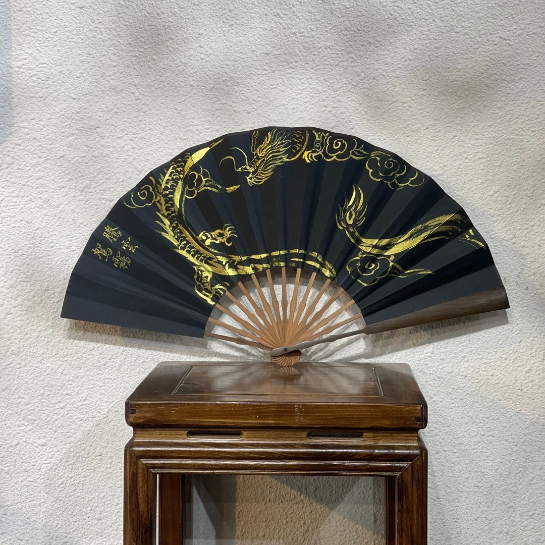 《风生水起》十寸青檀木手写手绘扇子国潮风高档折扇—古风带礼盒