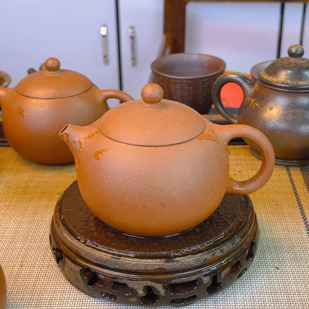 紫砂茶壶黄龙山朱泥300cc