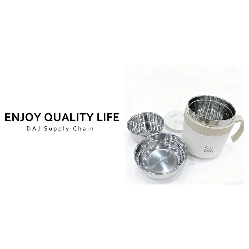 学生办公家用1.5L双层盖保温餐杯 白色