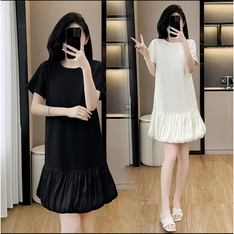 轻奢赫本风连衣裙花苞裙休闲高级感大码连衣裙夏季新款5122