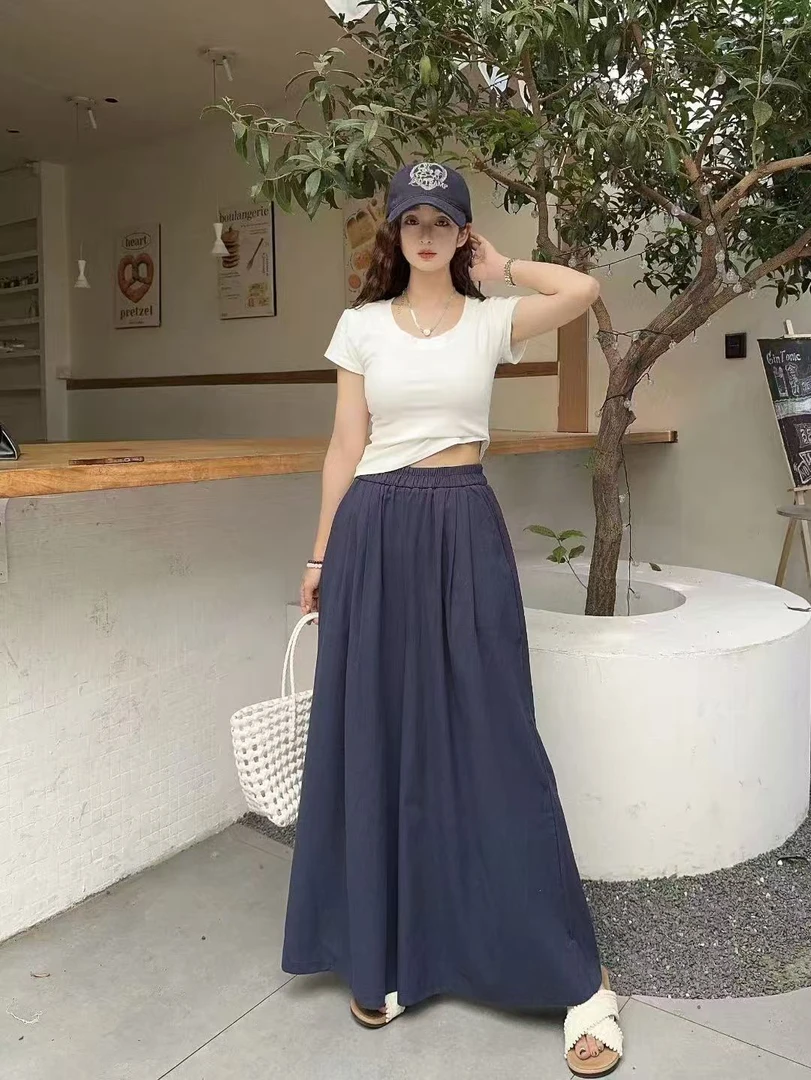 2025夏季新款韩系设计感高腰山本裤松紧腰休闲时尚显瘦纯色百搭裤