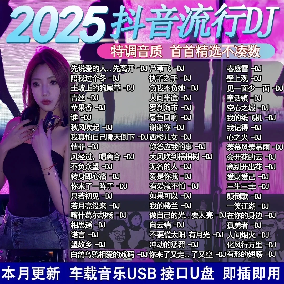 2025重低音DJ舞曲超火抖音新歌中文热门dj劲爆嗨曲mp3音乐车载U盘