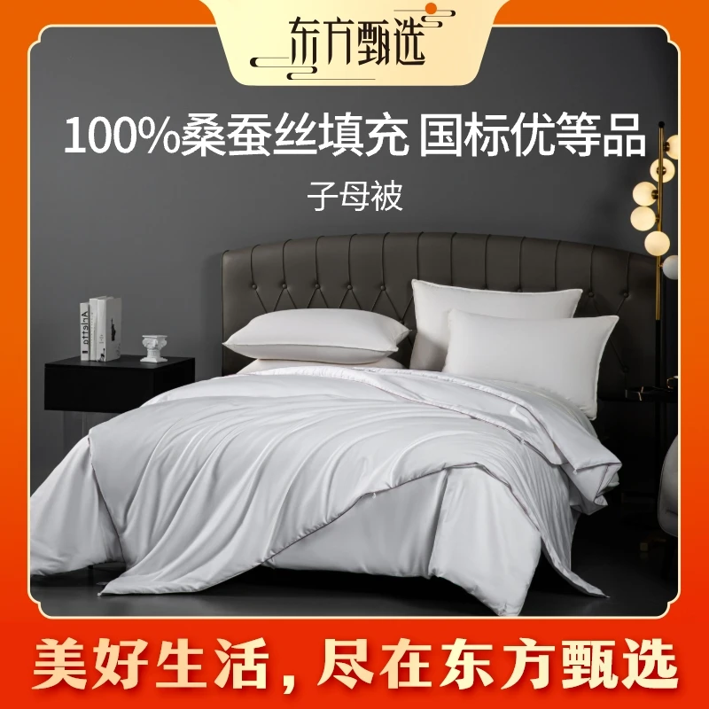 东方甄选国色山河蚕丝被（7日内发货） 填充100%桑蚕丝 子母被