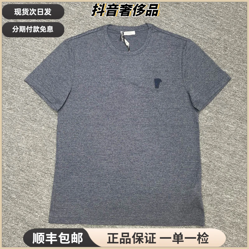 未使用 VERSACE/范思哲 经典美杜莎刺绣胸标深蓝夏季短袖T恤