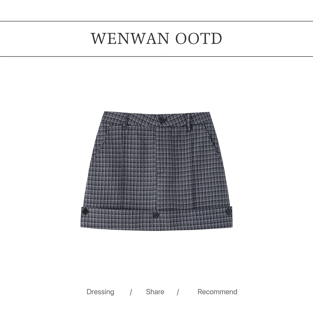 【乖乖女】新款格子设计款半身裙