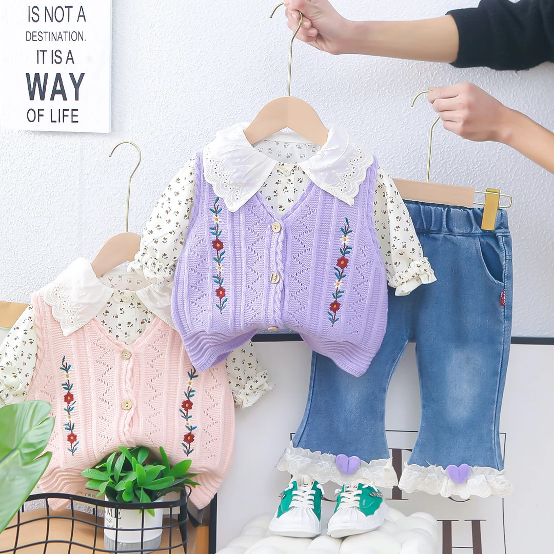 春季女宝宝2025新款小童春秋装套装三件套可爱女童韩版卡通休闲潮