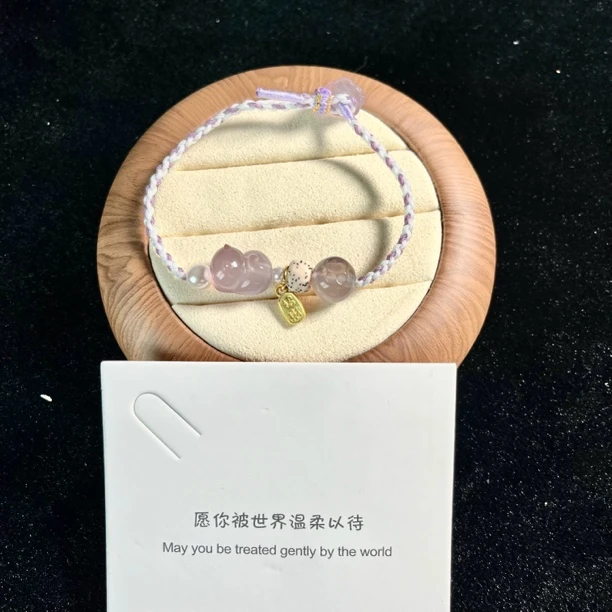 玛瑙趴趴猫咪手工DIY编制手绳高级首饰