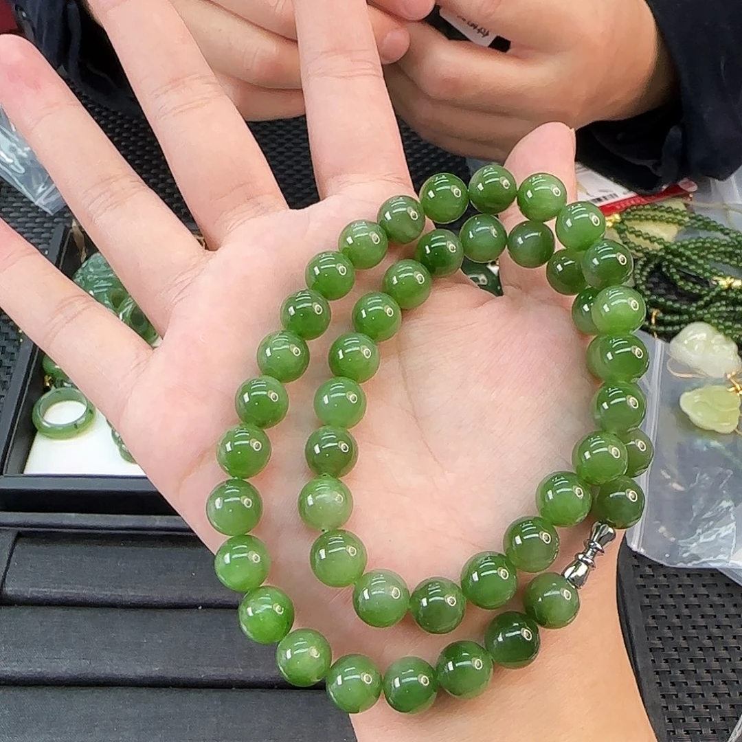 和田玉未镶嵌颈饰碧玉妈妈链卡10粉青