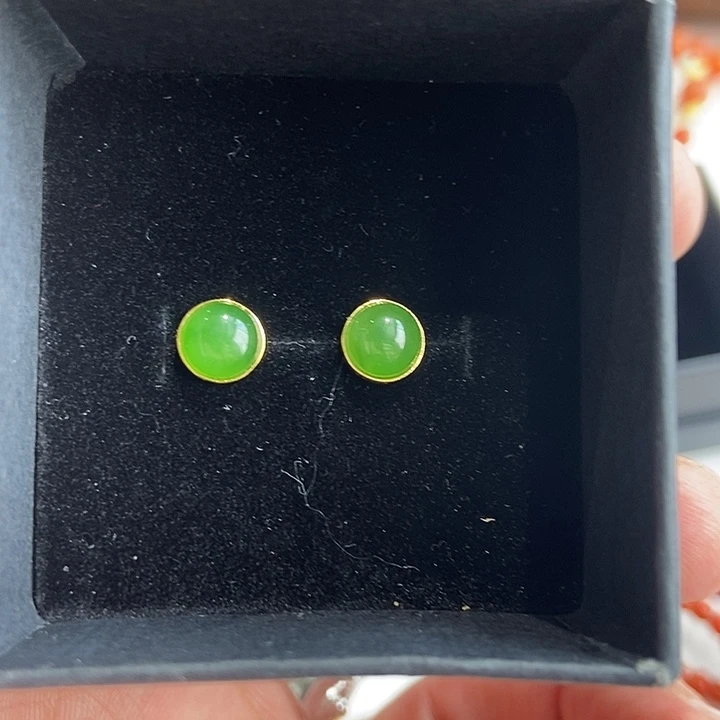 和田玉未镶嵌耳饰耳钉