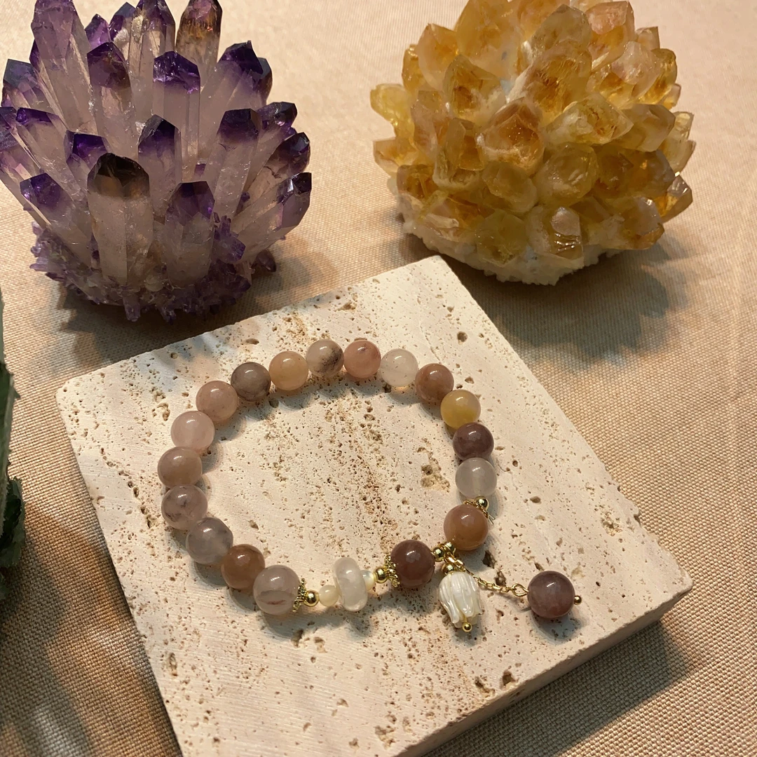 沴珠天然水晶铃兰花吊坠手串1087