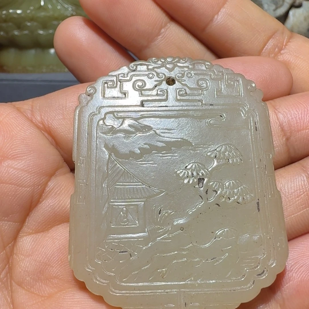 箜***篌和田玉未镶嵌挂件