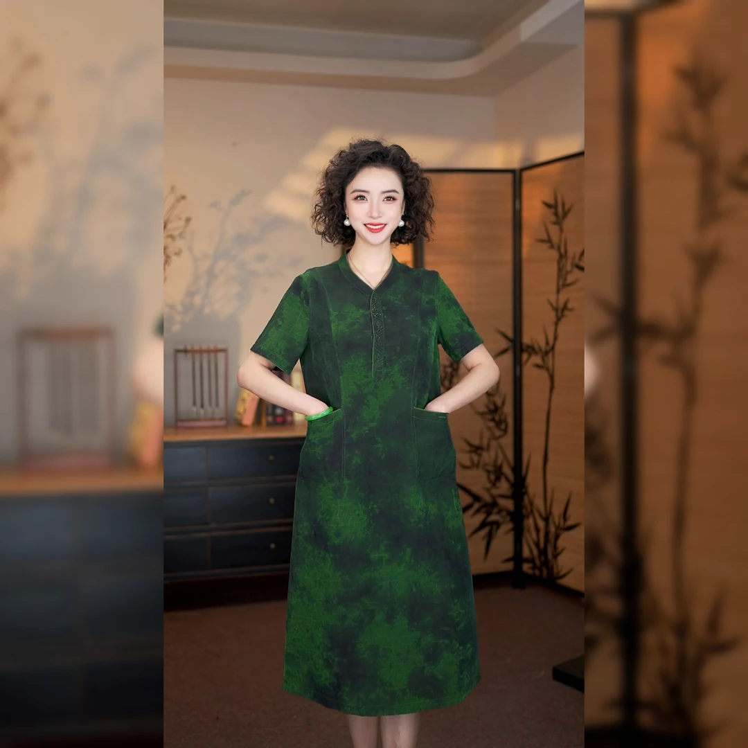 重磅桑蚕丝龟裂纹双穿连衣裙女真丝香云纱裙子LTFLQ0198