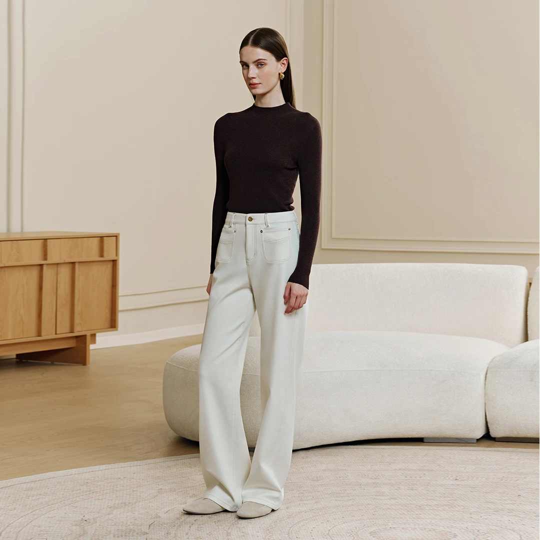 译依YIYI 0压牛仔 经典永存 抓绒牛仔直筒裤百搭秋冬保暖裤子