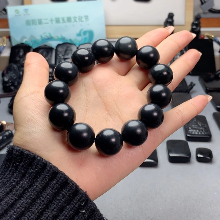 和田玉（墨玉）未镶嵌手串特价18mm