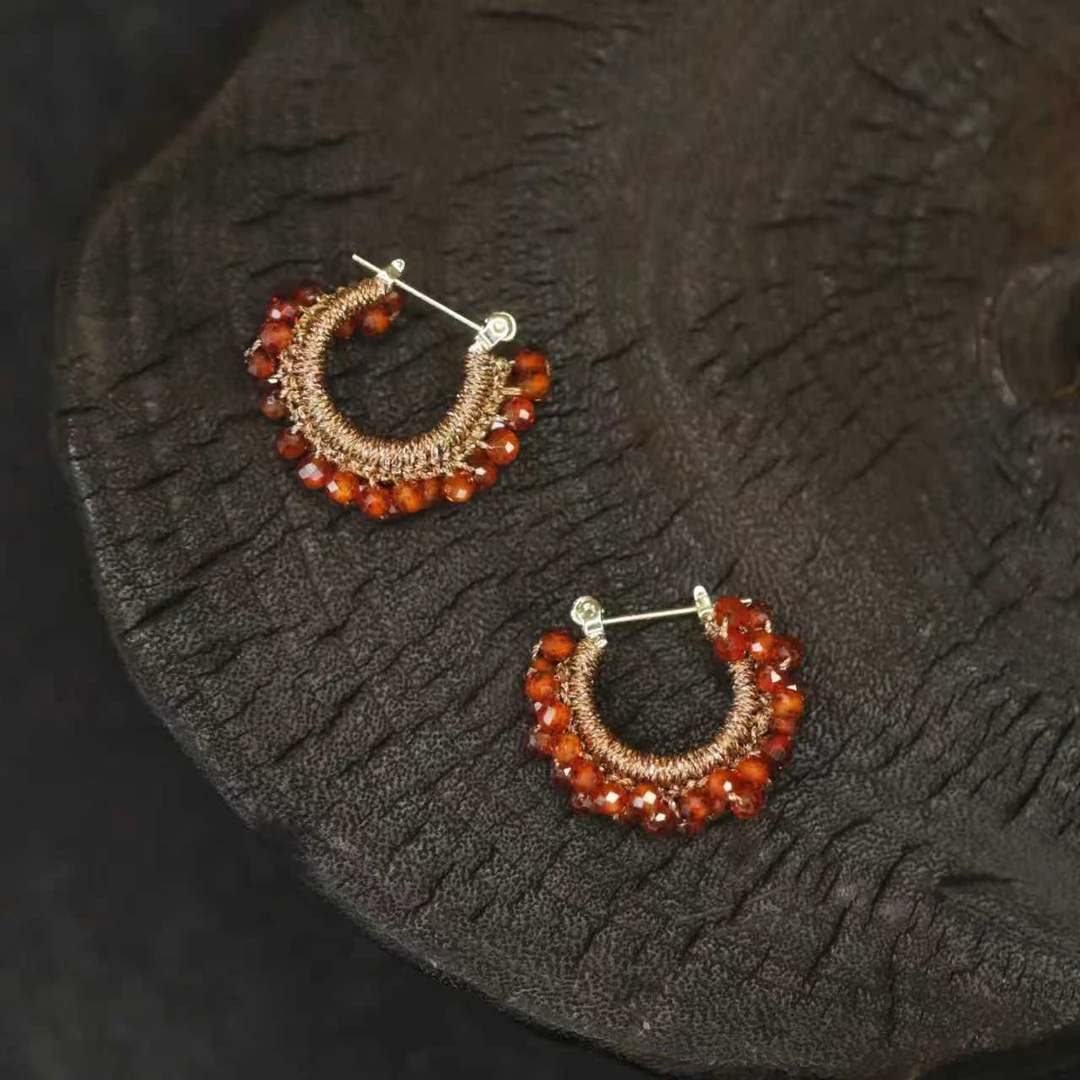 麦麦【景瑶】玛瑙 红色耳环 多样性发一