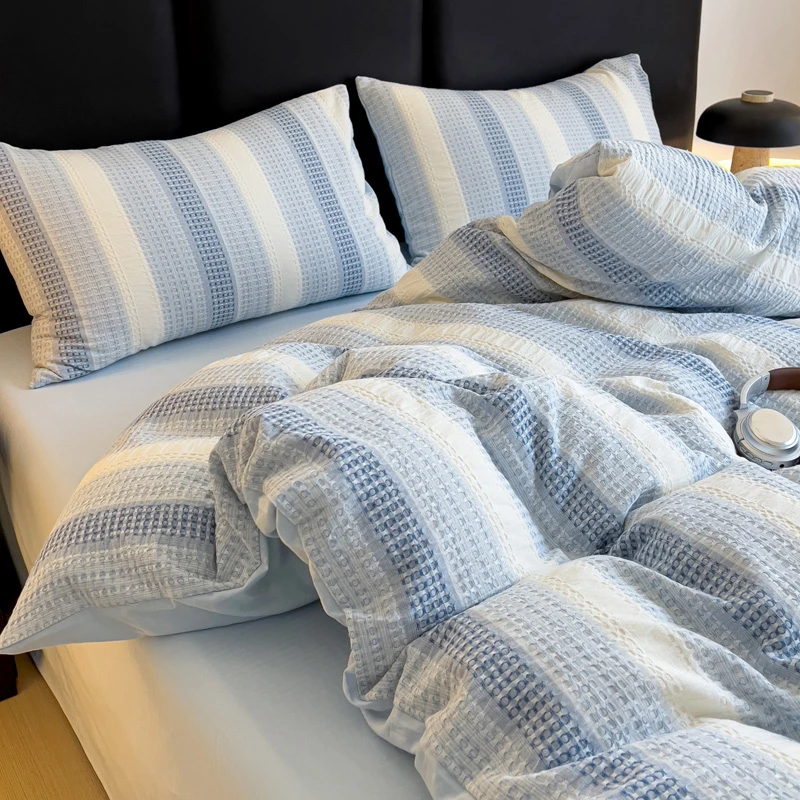 自在家 | 2025新款A类渐变华夫格提花简约系列纯棉全棉四件套