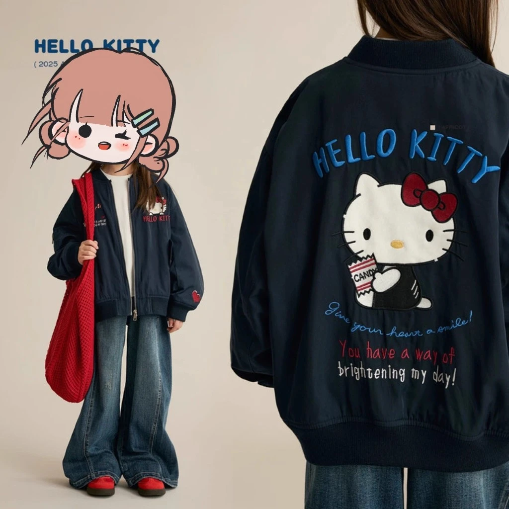女童刺绣棒球服春秋装2025新款儿童拉链衫上衣女孩卡通夹克衫洋气