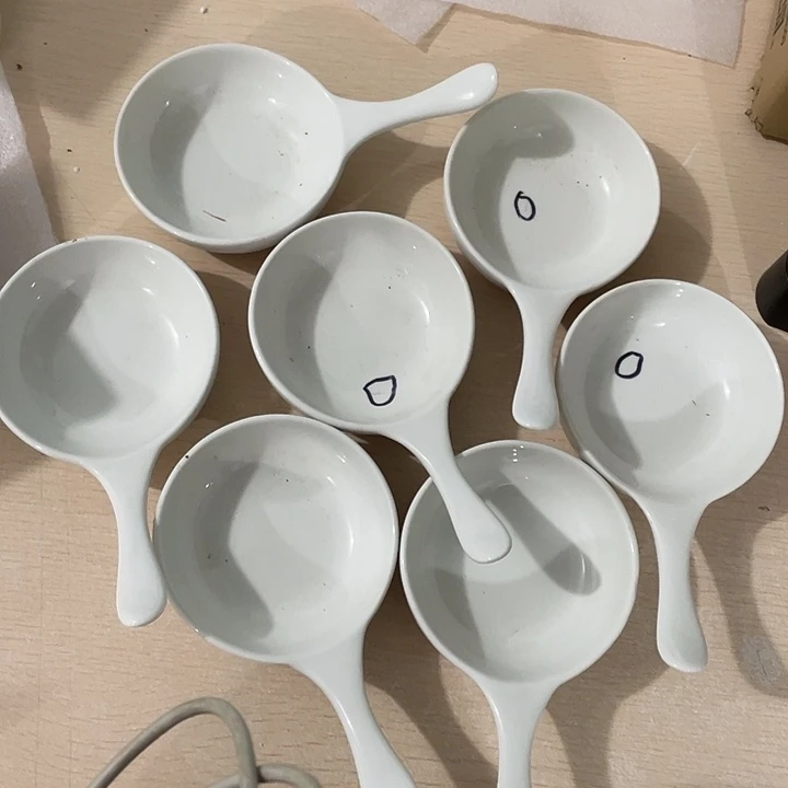 瓷片强化瓷大头勺6个 微瑕 有胎裂