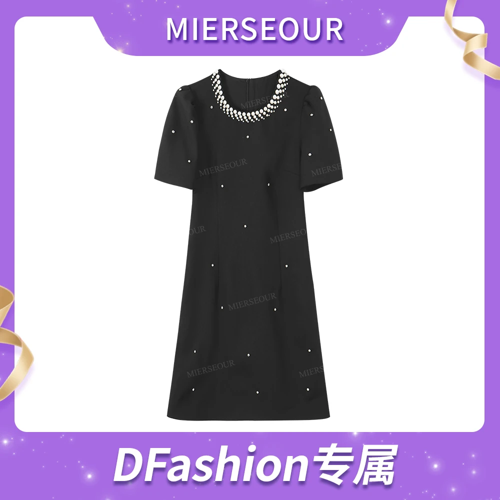 【耀黑女王】千金感钉珠短袖连衣裙1702