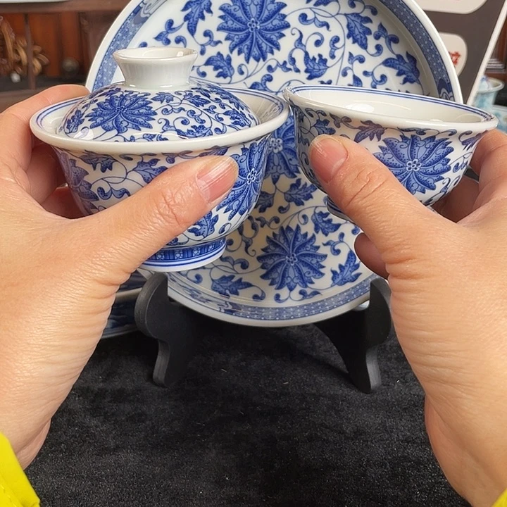 缠枝莲三件套茶具