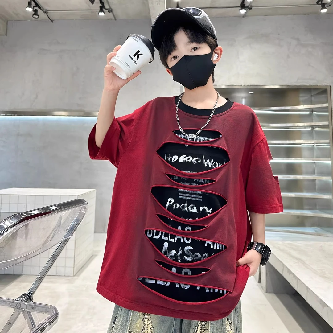 儿童装男童夏装短袖T恤2025新款中大童夏季痞帅夏款男孩潮牌上衣t