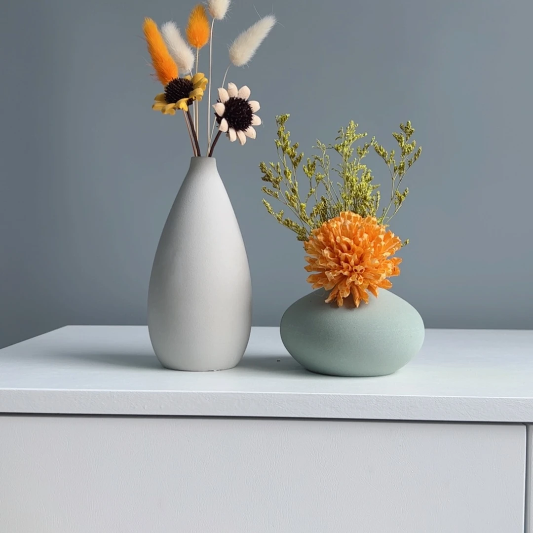 摆件陶瓷小花瓶摆件含花总高约20-30cm