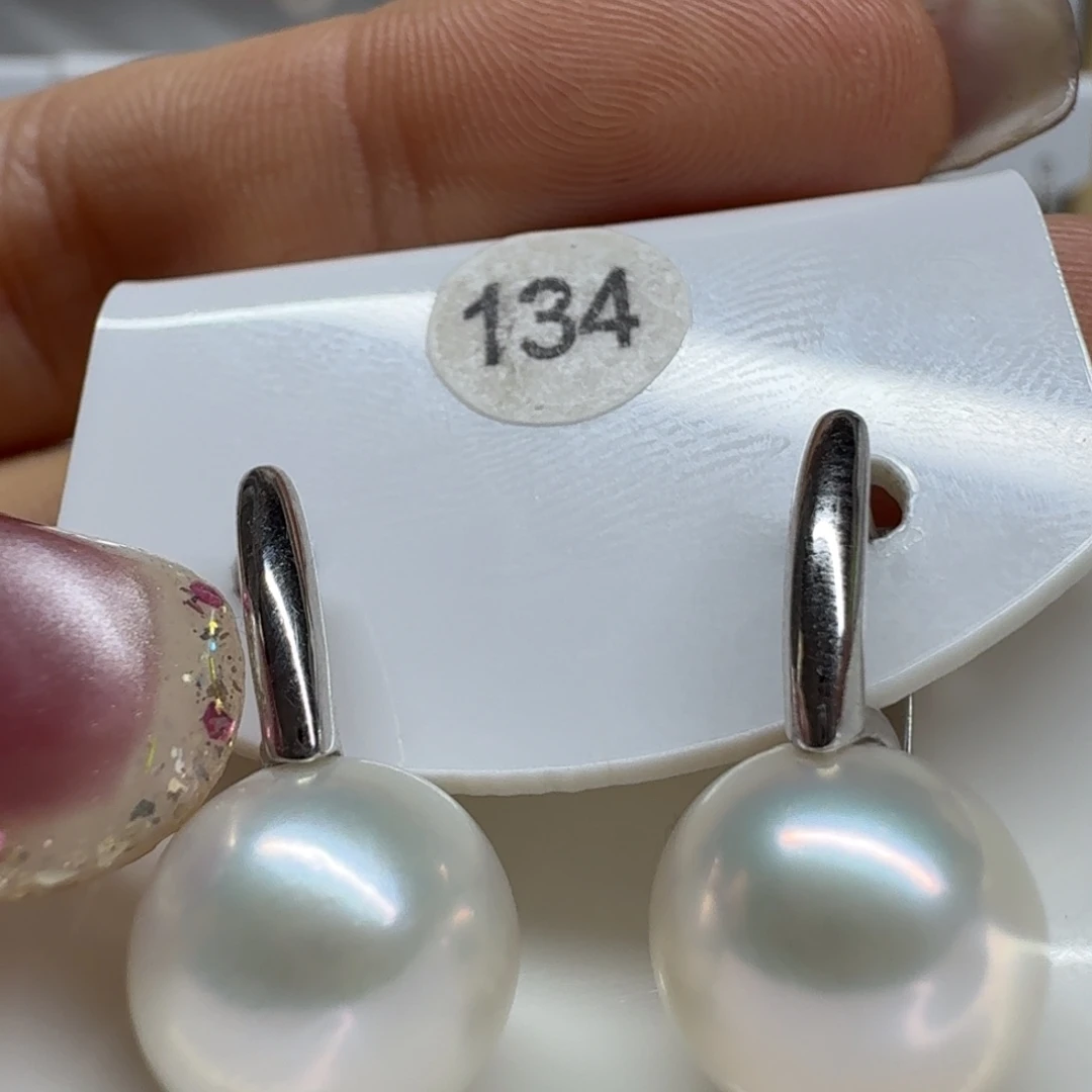 狮***.淡水珍珠耳饰银S925镶嵌珍珠10.9