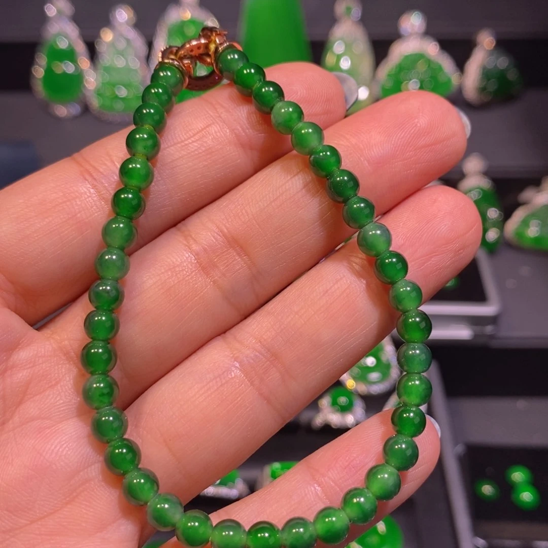 翡翠银S925镶嵌颈饰翡翠手链