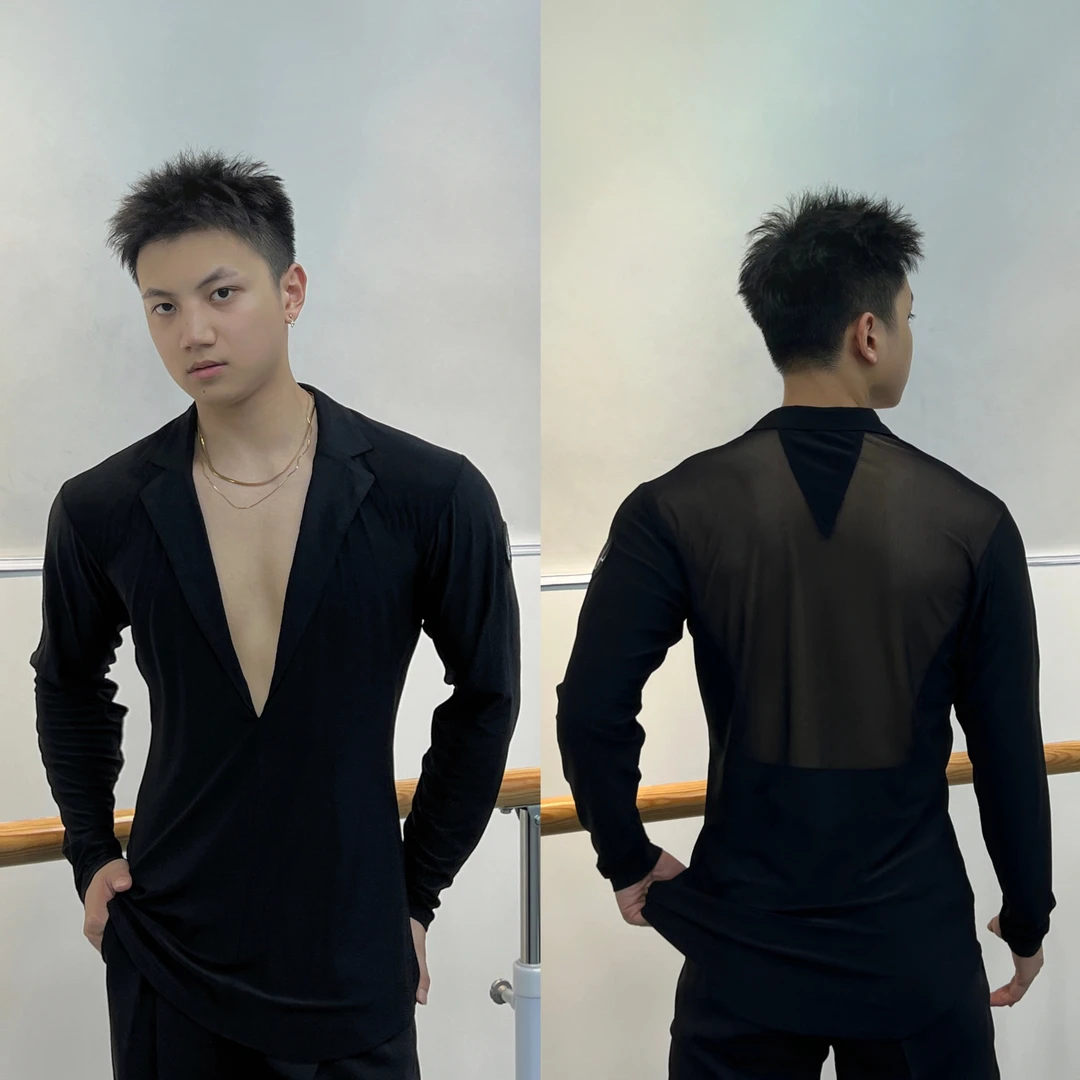 6KDance舞服 西装拉丁舞拉丁舞网纱设计 男士拉丁舞服国标舞练功