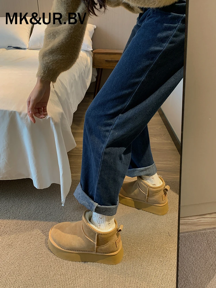 MK&UR.BV雪地靴女2025秋冬季加绒加厚时尚百搭厚底防滑保暖棉鞋