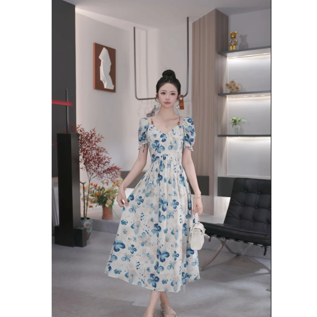 晓西-【盛夏午后】法式小众气质时尚复古显瘦长裙收腰显瘦连衣裙女