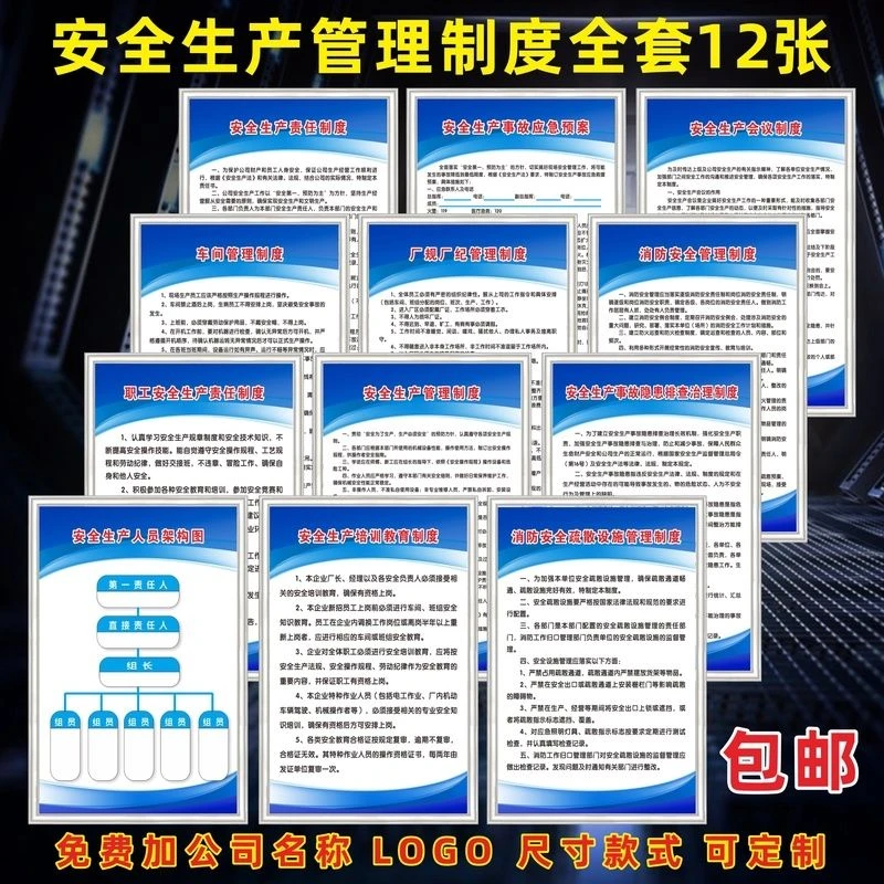 2025车间安全生产管理制度牌消防生产培训事故治理应急预案标识牌