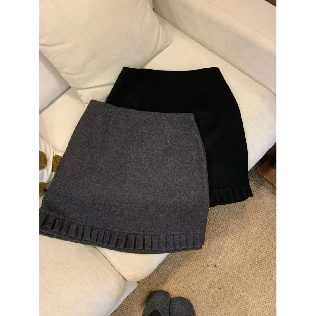 【英式小短裙】加长毛呢女冬季2025新款加厚高腰包裹短裙25453