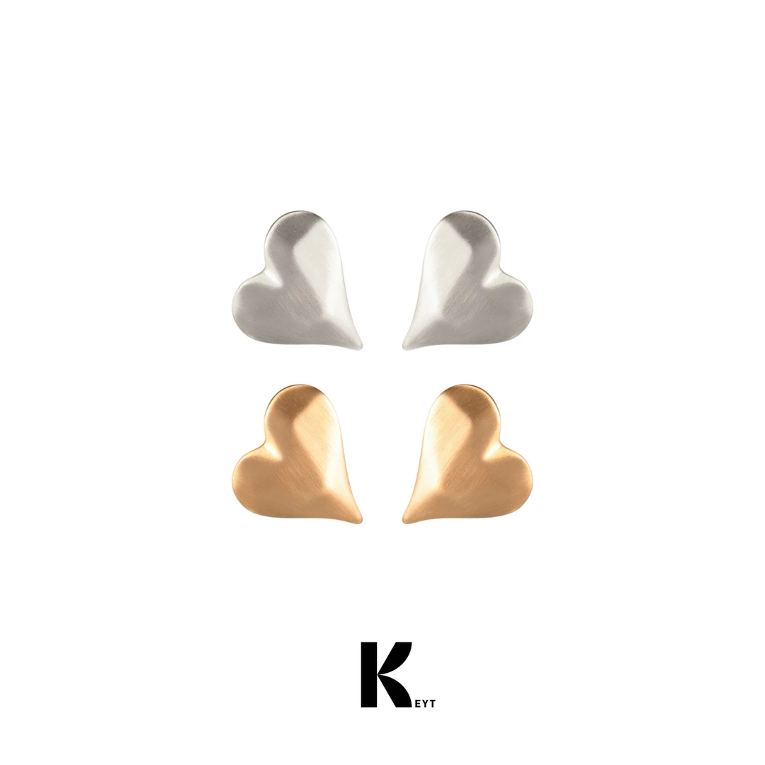 KEYT 铜合金耳饰 金银双色磨砂爱心耳环A29
