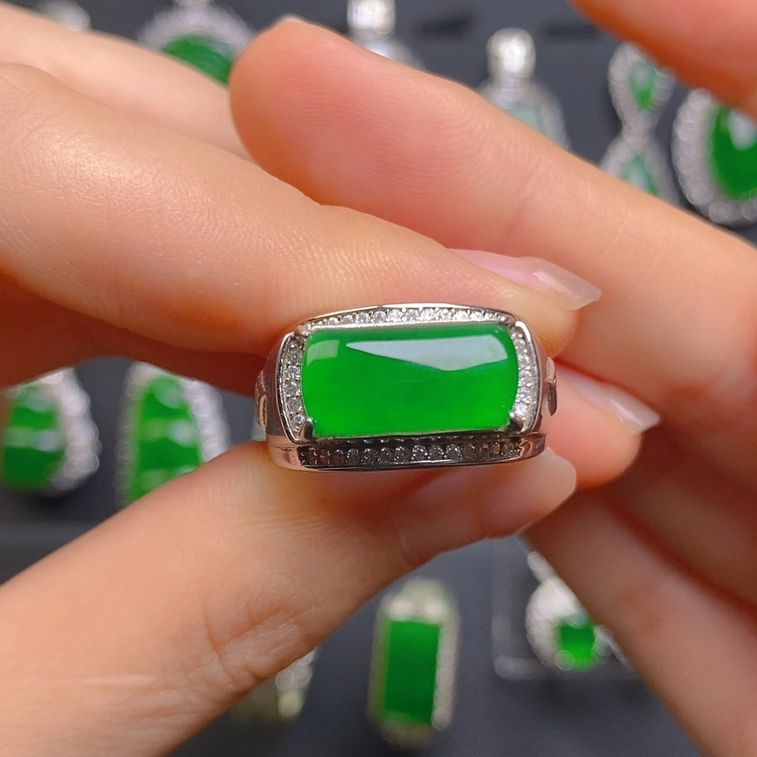 翡翠戒指银S925镶嵌