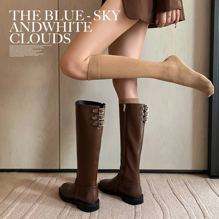 显瘦长筒靴2025冬季新款真皮高筒女靴子不过膝骑士靴小个子瘦瘦靴
