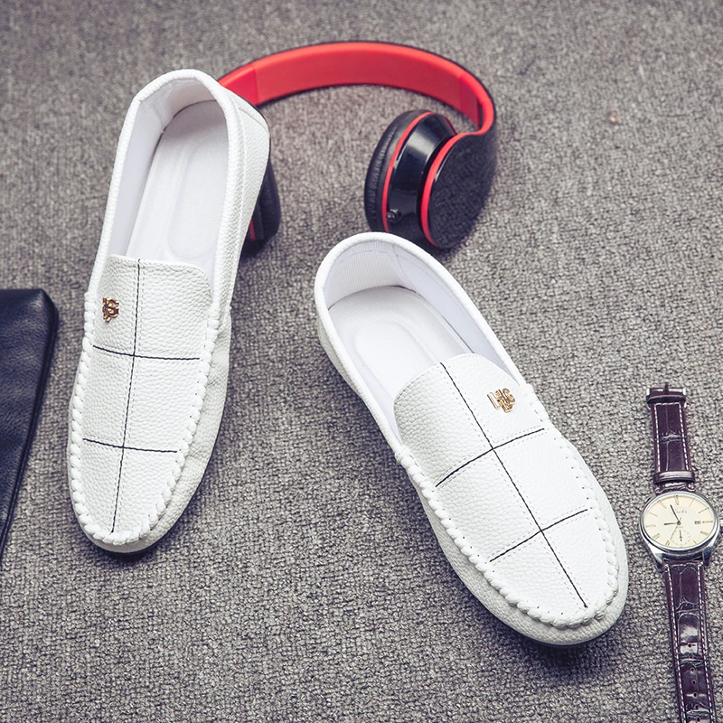 2025春季新款男鞋子男士休闲鞋低帮鞋格子豆豆鞋百搭潮流韩版潮鞋