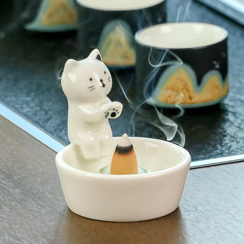 爆款香薰炉陶瓷香炉沉香檀香插香盘桌面小摆件家用室内摆件