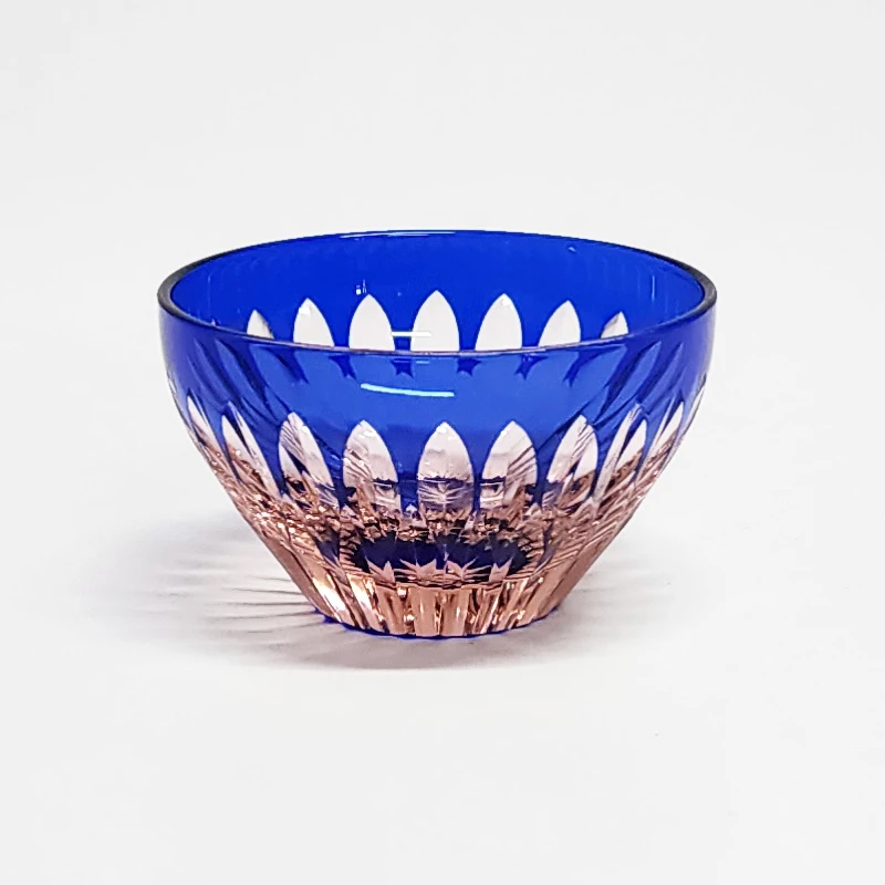 【口径7cm】摩瑟家居【高透蓝粉小茶碗】JCDF花瓶摆件玻璃