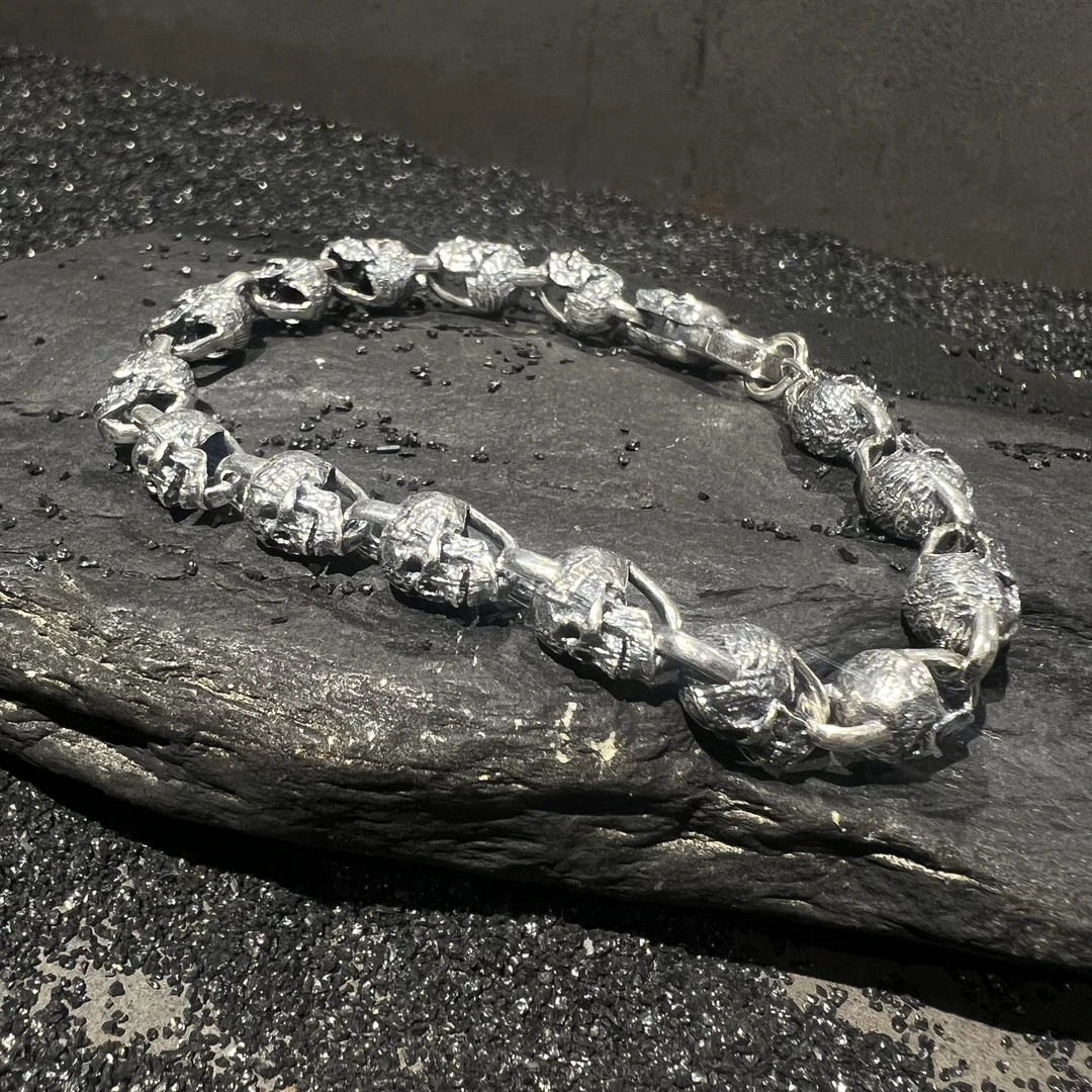 吊坠925银 灵史会馆-925银-骷髅手链