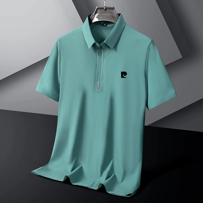 皮尔卡丹纯色商务休闲夏季短袖Polo衫半袖薄款时尚高档透气上衣