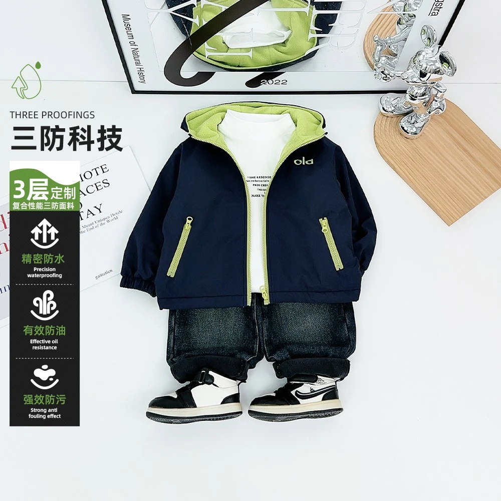 童装男童加绒加厚秋冬款外套2025新款中小大儿童冲锋衣秋冬上衣潮