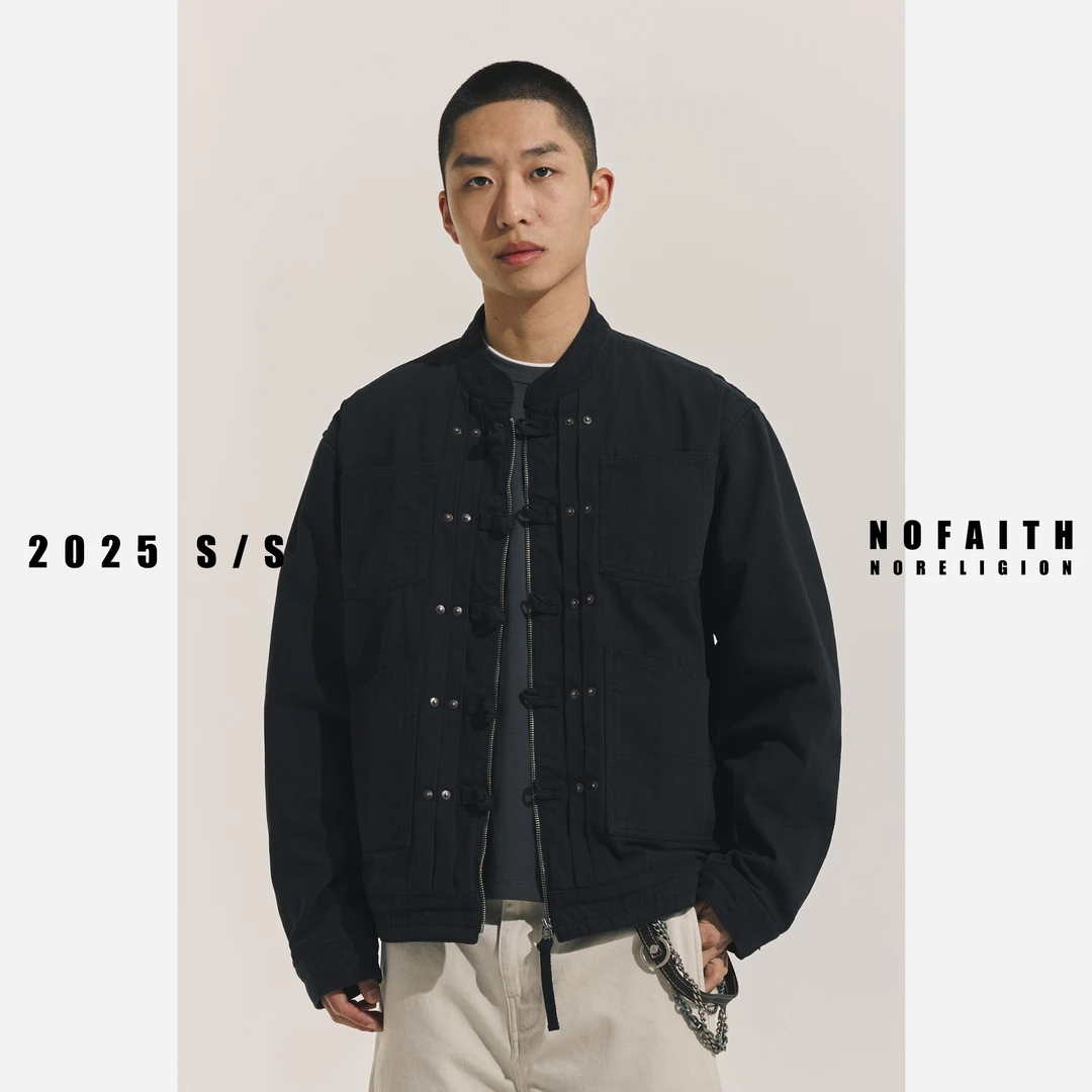 NOFAITH盘扣唐装夹克男春季复古国潮宽松休闲工装外套上衣无信仰