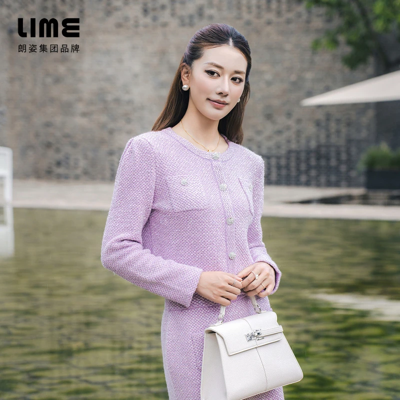 LIME/莱茵【风奏琴音】法式浪漫呢香风针织开衫粉紫色LMGC7BKCDK51