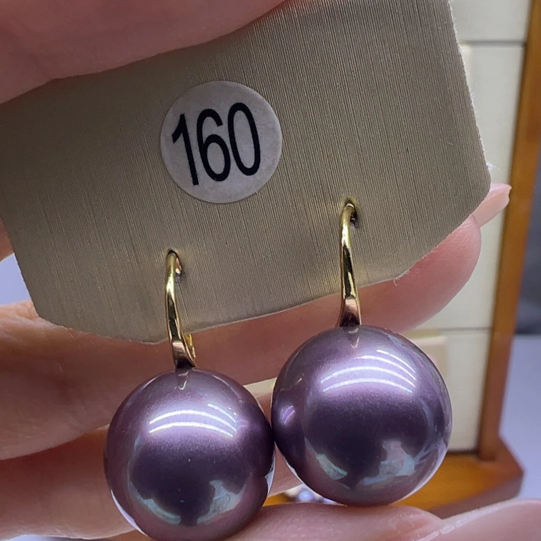 耳饰银S925镶嵌淡水珍珠