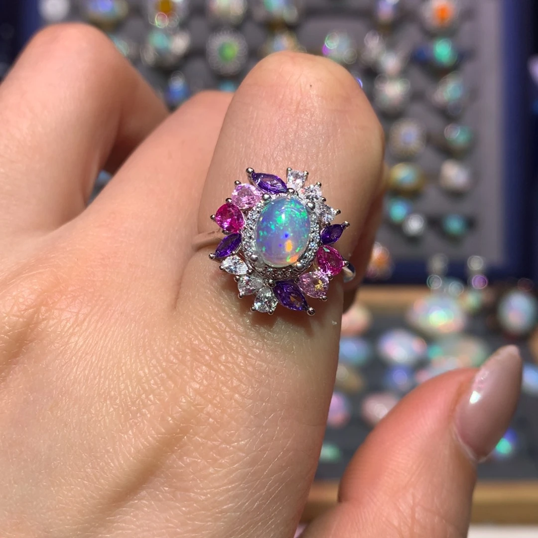 银S925镶嵌欧泊戒指款式